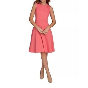 Tommy Hilfiger‎ Textured Fit & Flare Dress Sz 2 New Pink Tweed Wedding Guest
